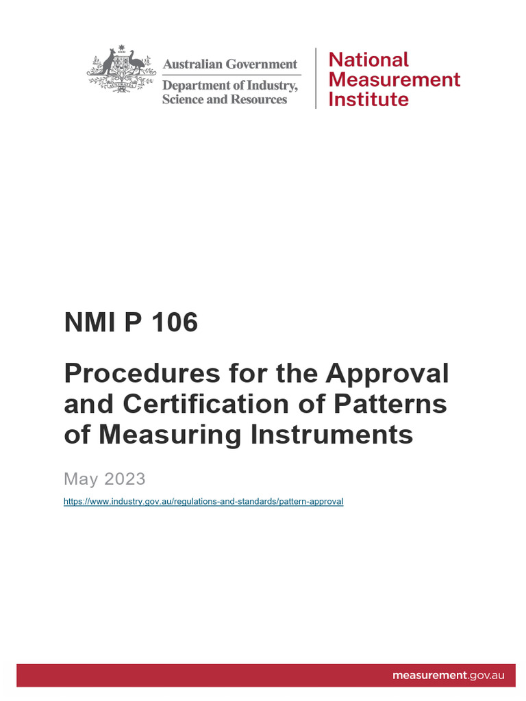 NMI P 106 Procedures For The Approval and Certification of Patterns of ...
