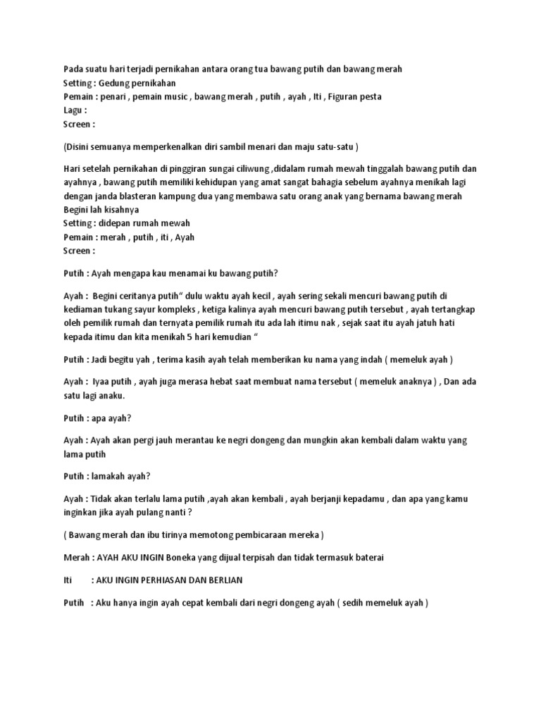 Naskah Drama Bawang Merah Bawang Putih