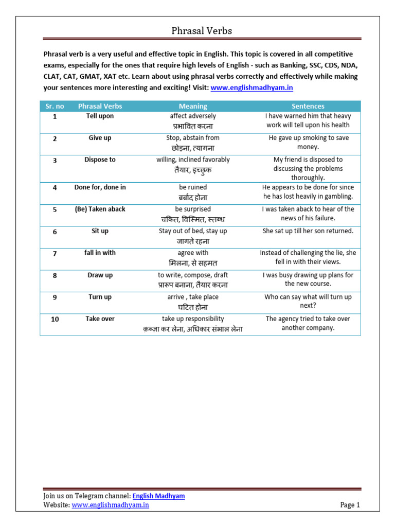 Essential Phrasal Verbs for English Exams | PDF