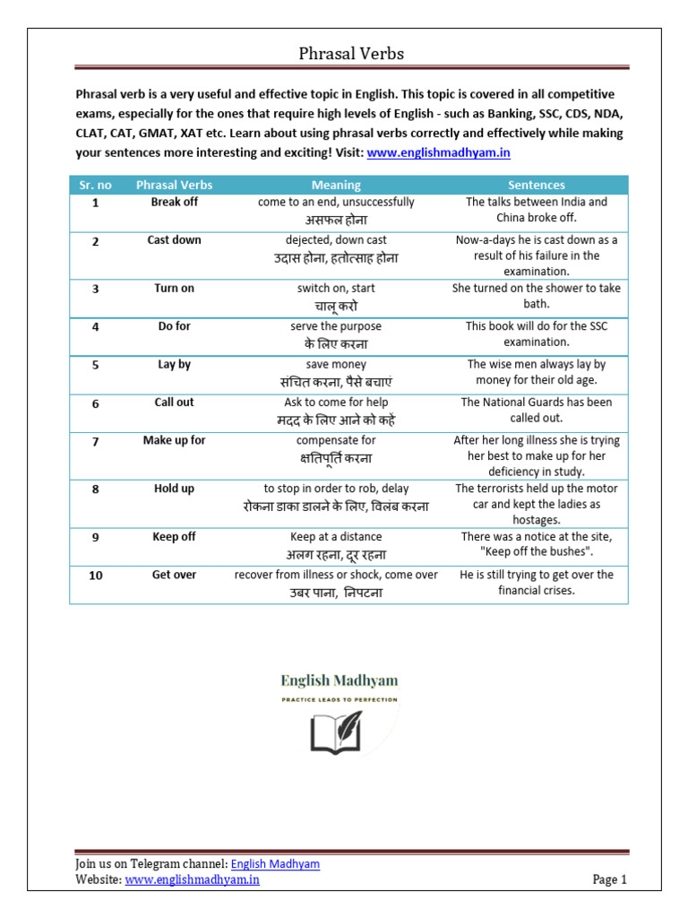 Understanding Phrasal Verbs in English | PDF
