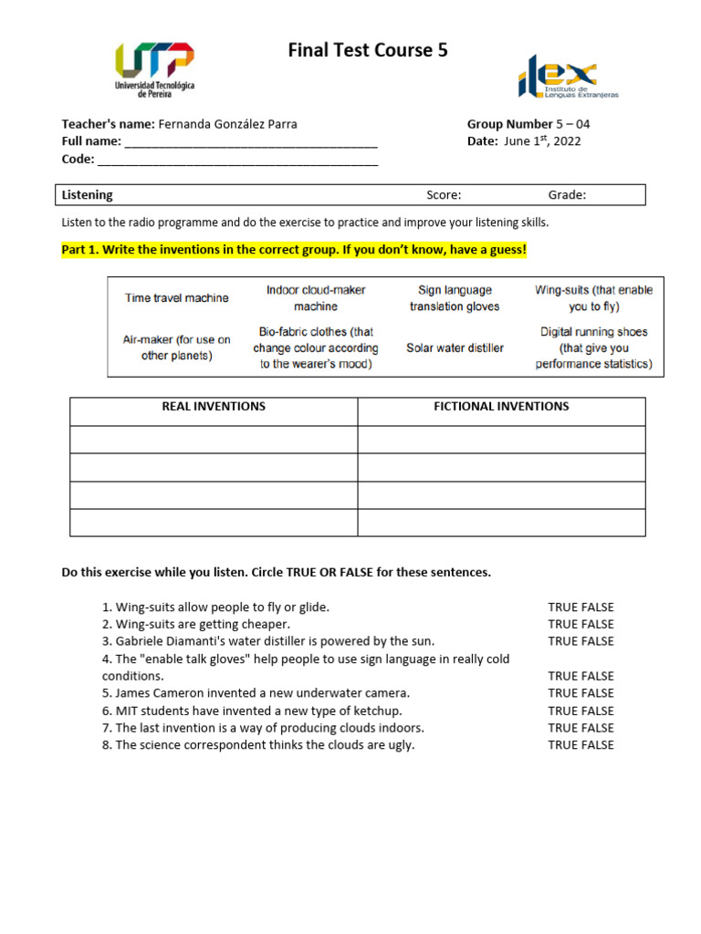 Final Test Listening Skills Course 5 | PDF | Language Arts & Discipline
