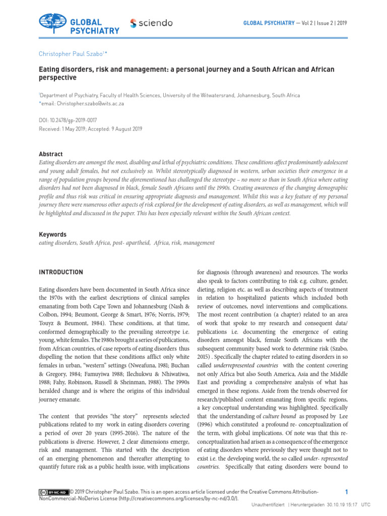 Eating Disorders Risk And Management A Personal Jo Pdf