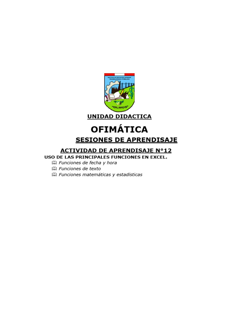 Principales funciones de excel pdf