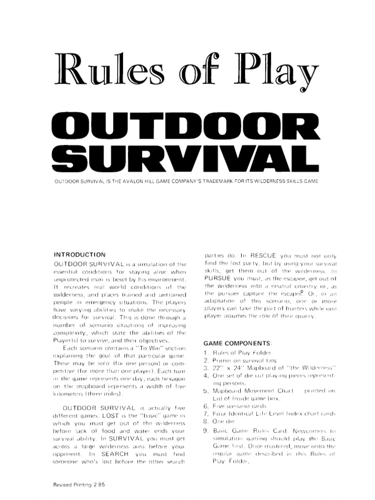 Outdoor Survival Rules Pdf