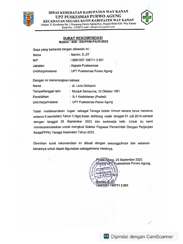 Surat Rekomendasi | PDF