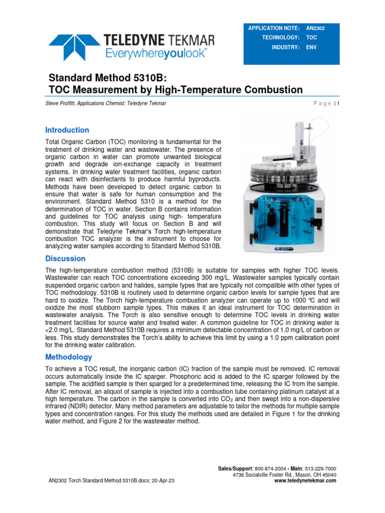 TOC Analysis Using Standard Method 5310B | PDF | Home & Garden ...