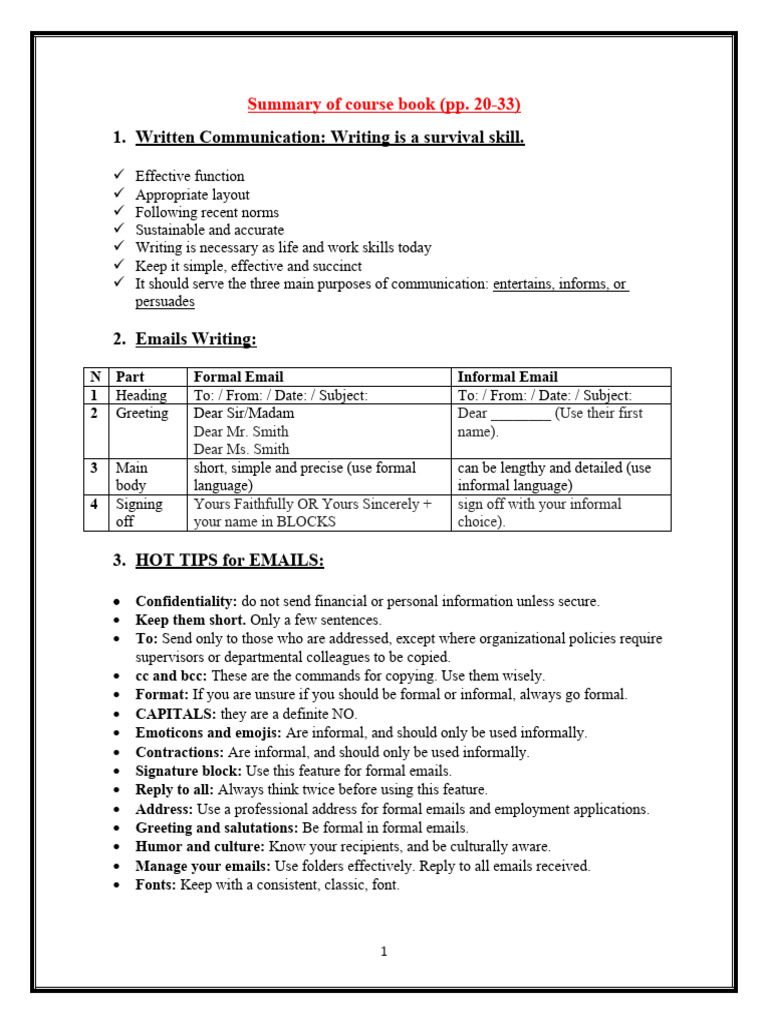 Summary of Course Book (Pp. 20-34) | PDF