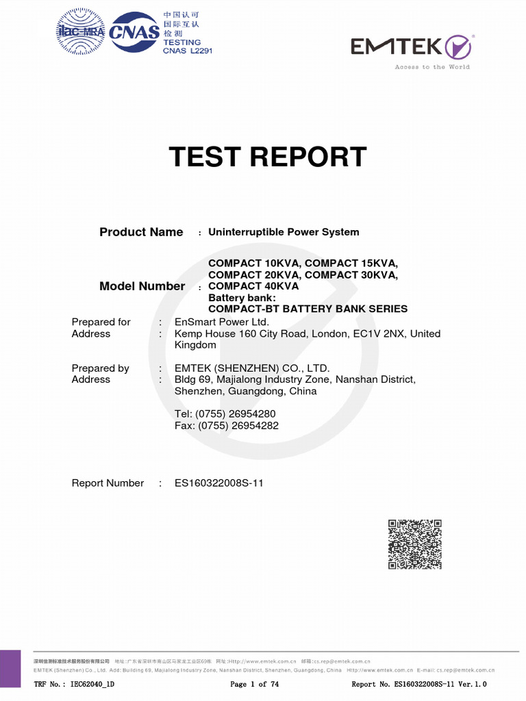 ES160322008S-11 10-40K LVD Report | PDF | Ac Power Plugs And Sockets ...