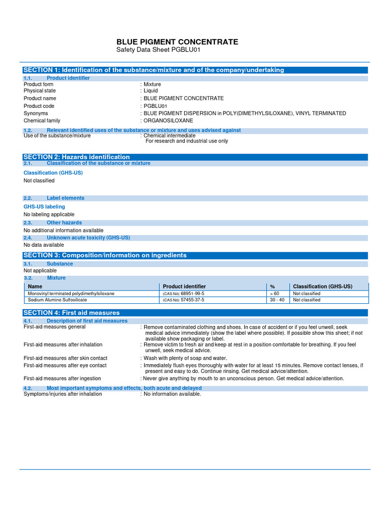 SDS - Blue Pigment Liquid | PDF