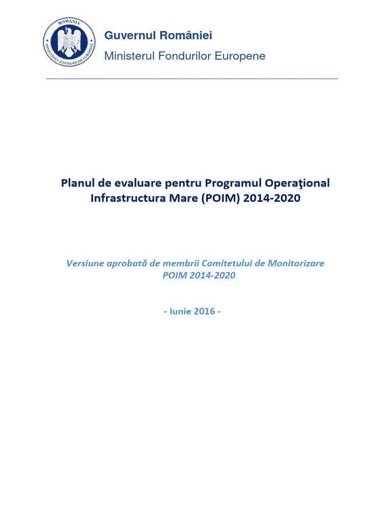 Planul - evaluare.POIM. Iunie.2016 | PDF