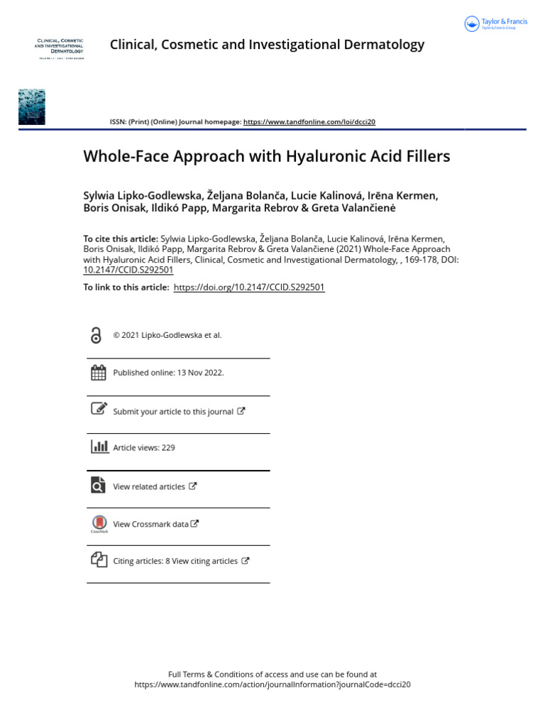 Whole Face Approach With Hyaluronic Acid Fillers PDF Human Nose Lip
