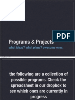 Programs & Projects: What Ideas? What Plans? Awesome Ones