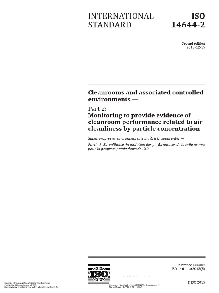 ISO 14644-Part 2-V 2015 | PDF