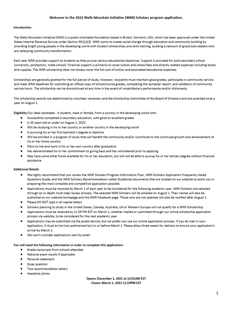 2022 Wells Mountain Initiative Paper Application PDF
