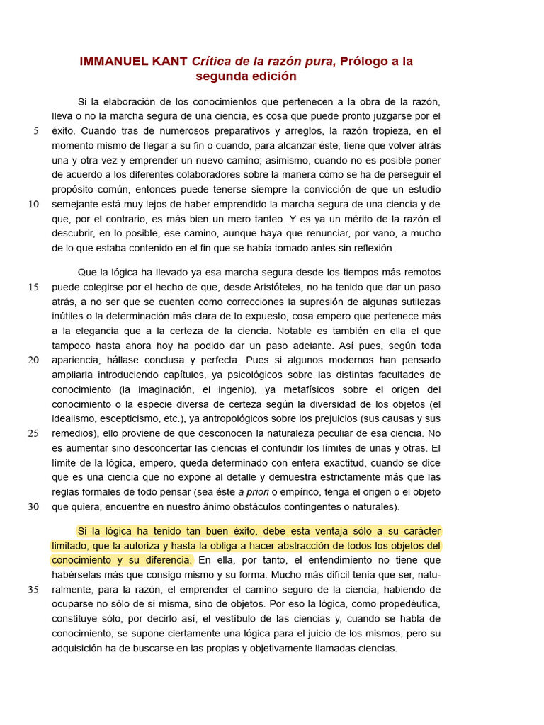 Crítica de la razón pura: Progreso del conocimiento | PDF | Razón ...