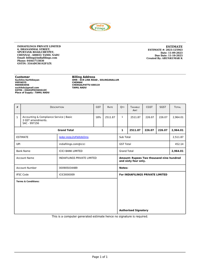 Estimate #2023-125963 | Download Free PDF | Government | Taxation 