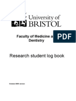 Research Student Log Book: Faculty of Medicine and Dentistry