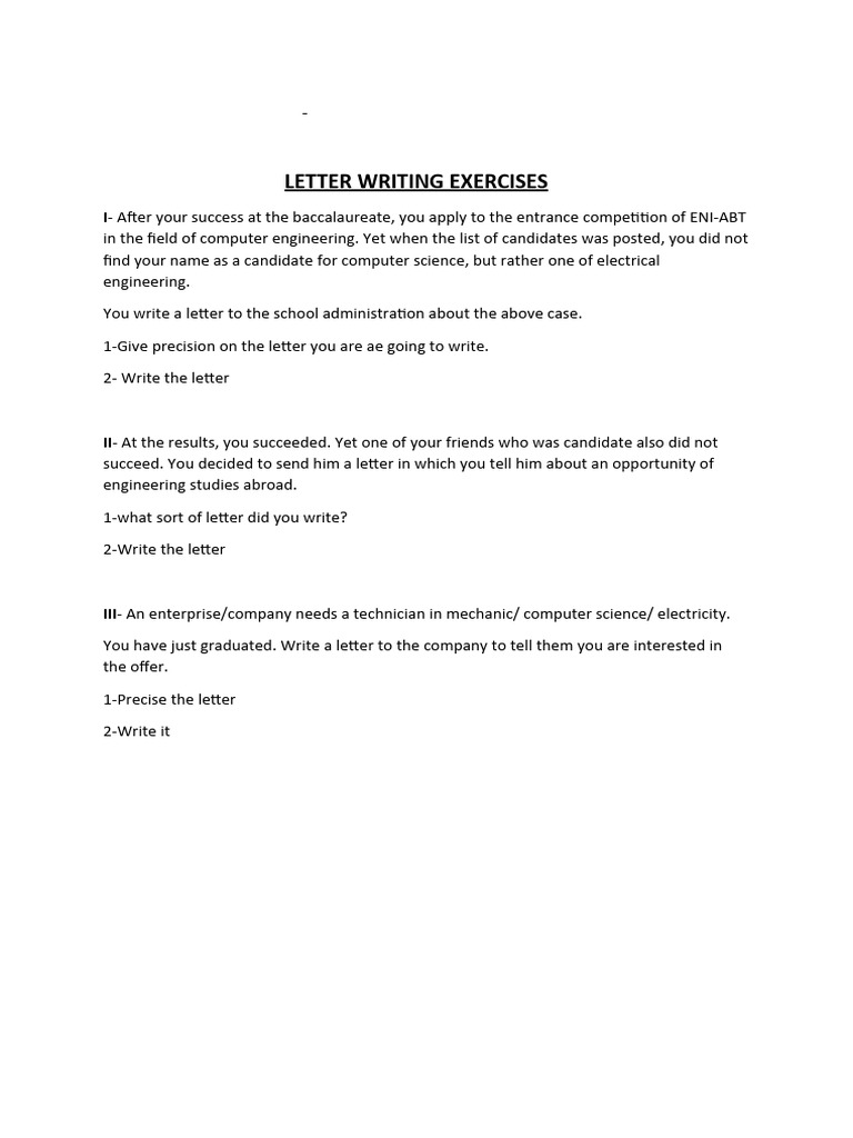 Letter Writing Exercises for Engineering | PDF