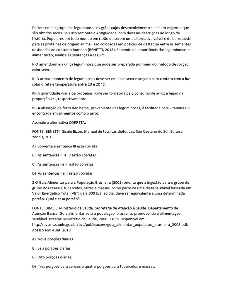 Prova 2 Tec e Dietetica | PDF