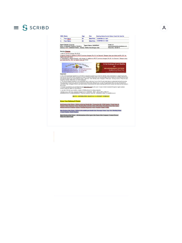 Fake Train Ticket Document - PDF - Identity Document - Ticket ...