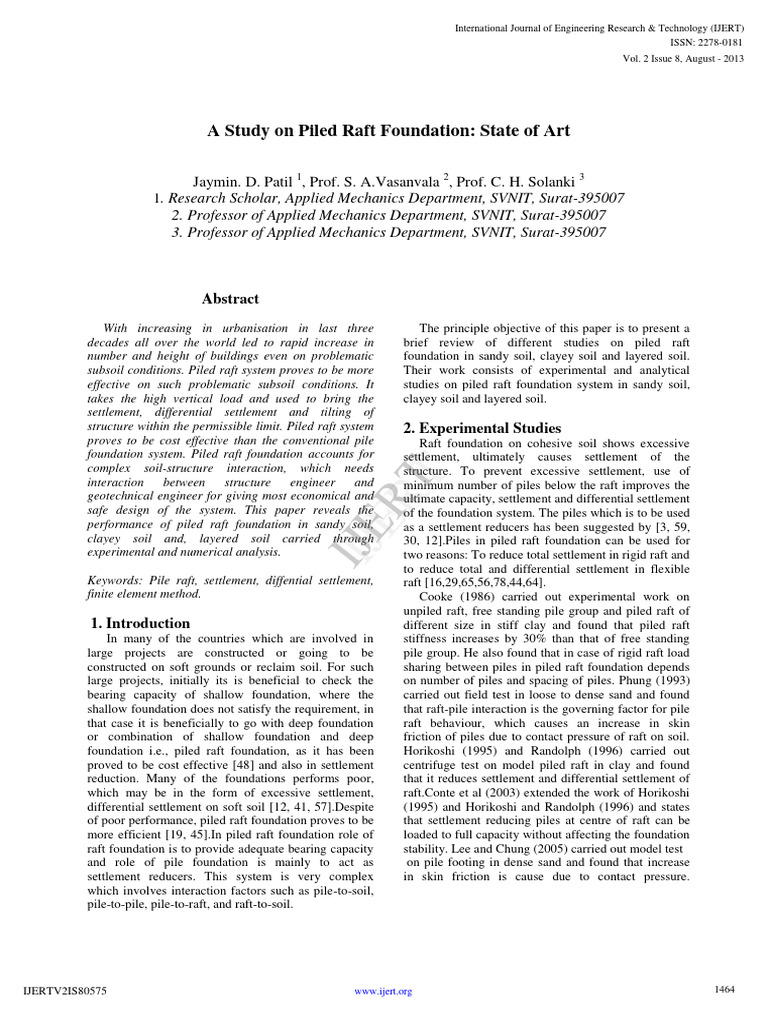 A Study On Piled Raft Foundation | PDF | Deep Foundation | Foundation ...