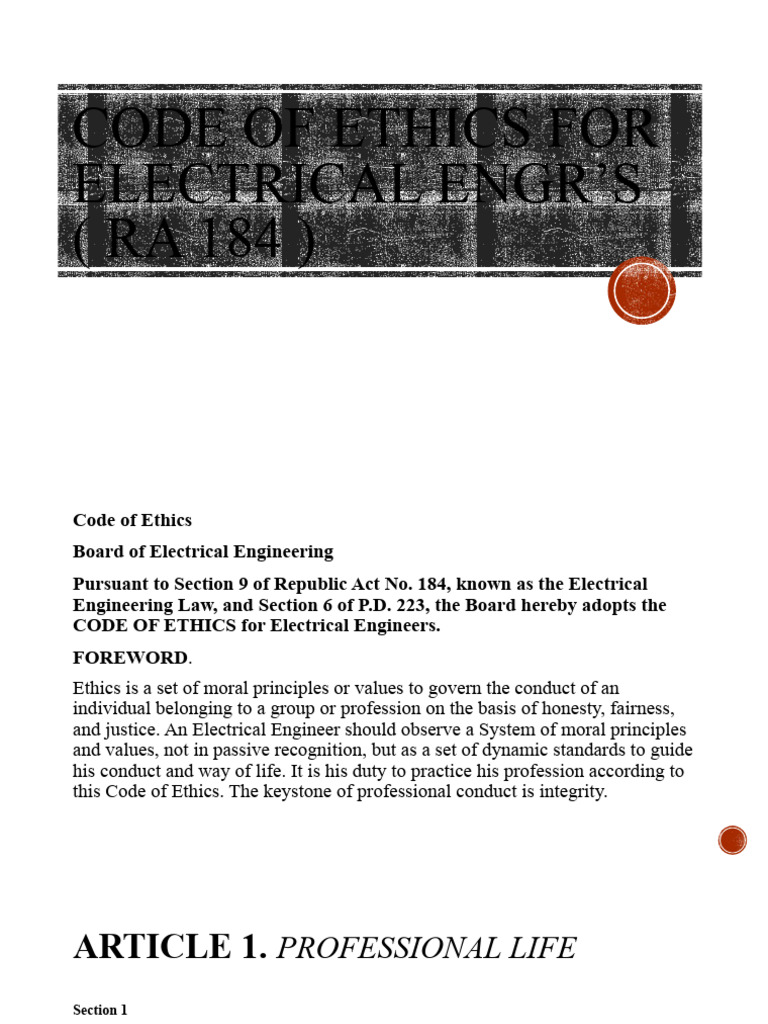 CODE OF ETHICS FOR ELECTRICAL ENGINEERS visual data 8