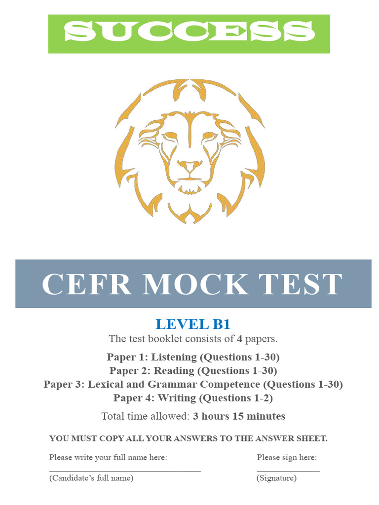 Doniyor Aslanovs Cefr Mock Testing Level B1 Pdf Intellectual