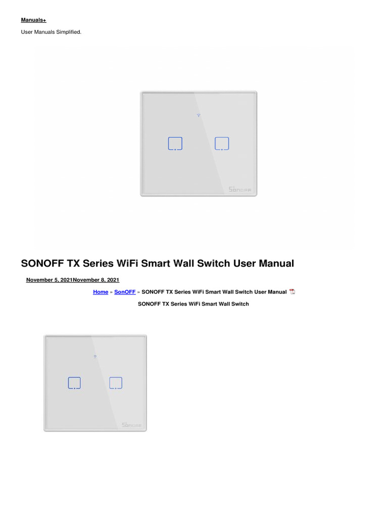 TX Series Wifi Smart Wall Switch Manual PDF Wi Fi Remote Control