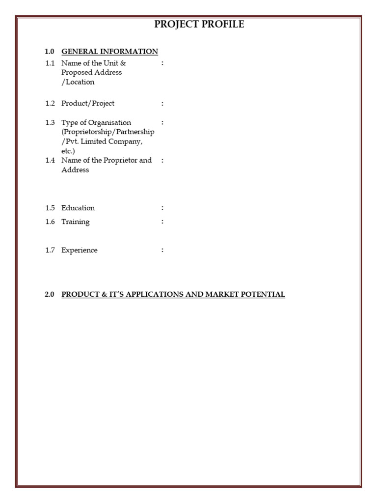 PROJECT PROFILE FORMAT | PDF