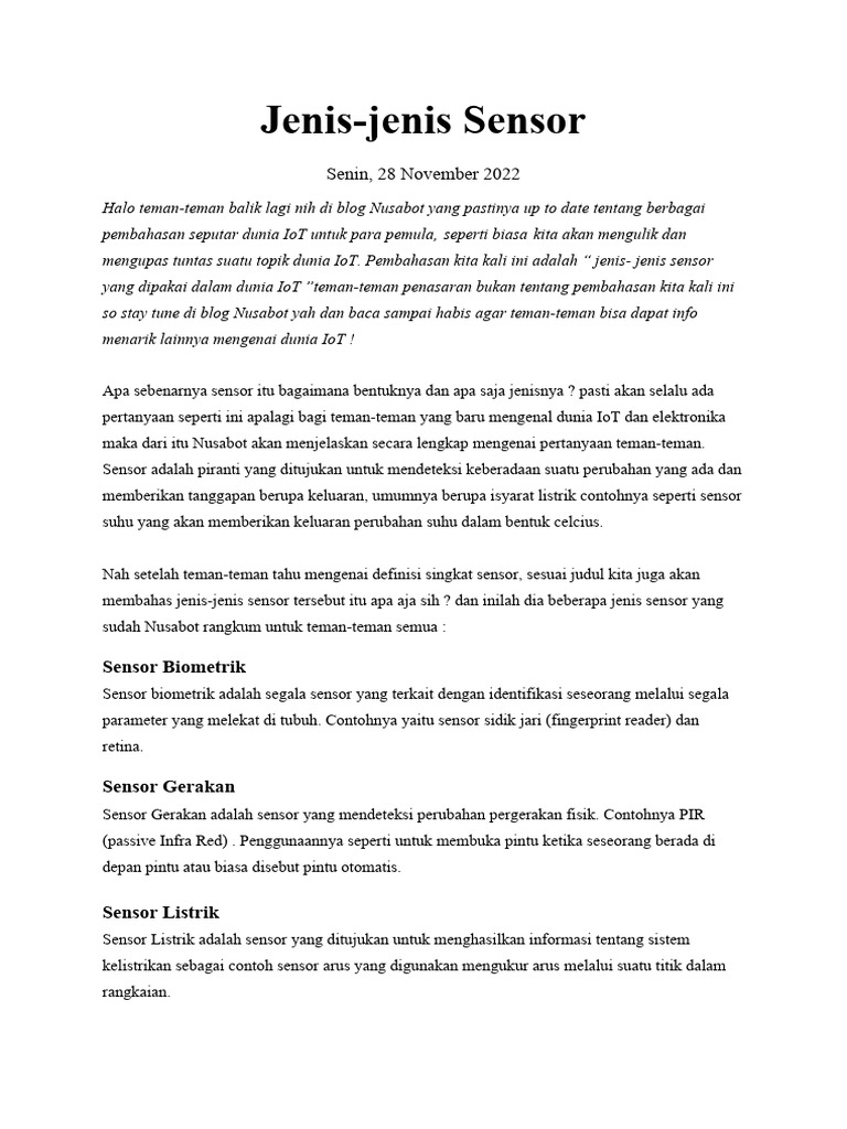 Jenis-Jenis Sensor | PDF