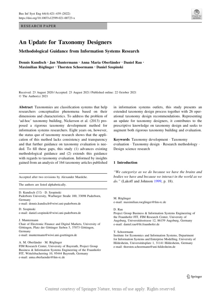 An Update For Taxonomy Designers - Methodological | PDF | Science ...