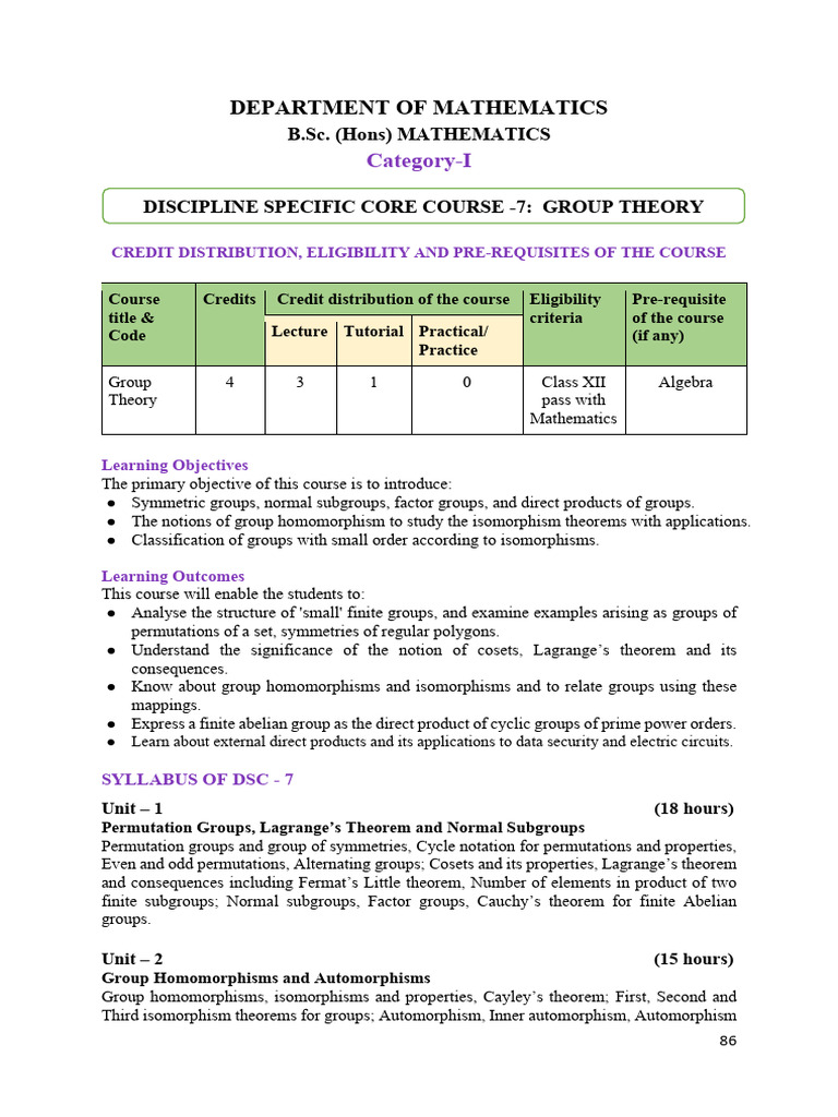 B.SC (H) Mathematics 3'rd Sem Syllabus | PDF | Teaching Methods & Materials