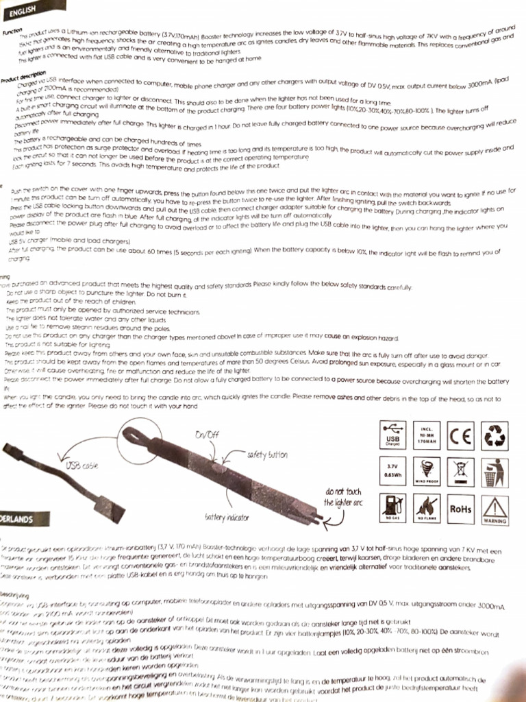 USB Rechargeable Arc Lighter | PDF
