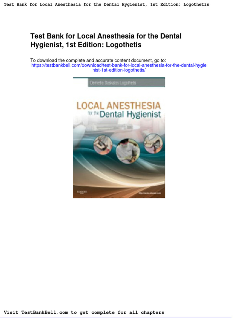 Test Bank For Local Anesthesia For The Dental Hygienist 1st Edition