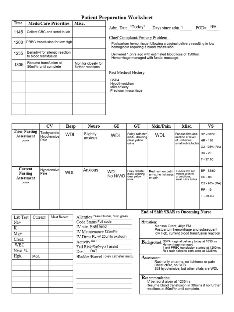 Blood transfusion vsim nursing worksheet download free pdf blood