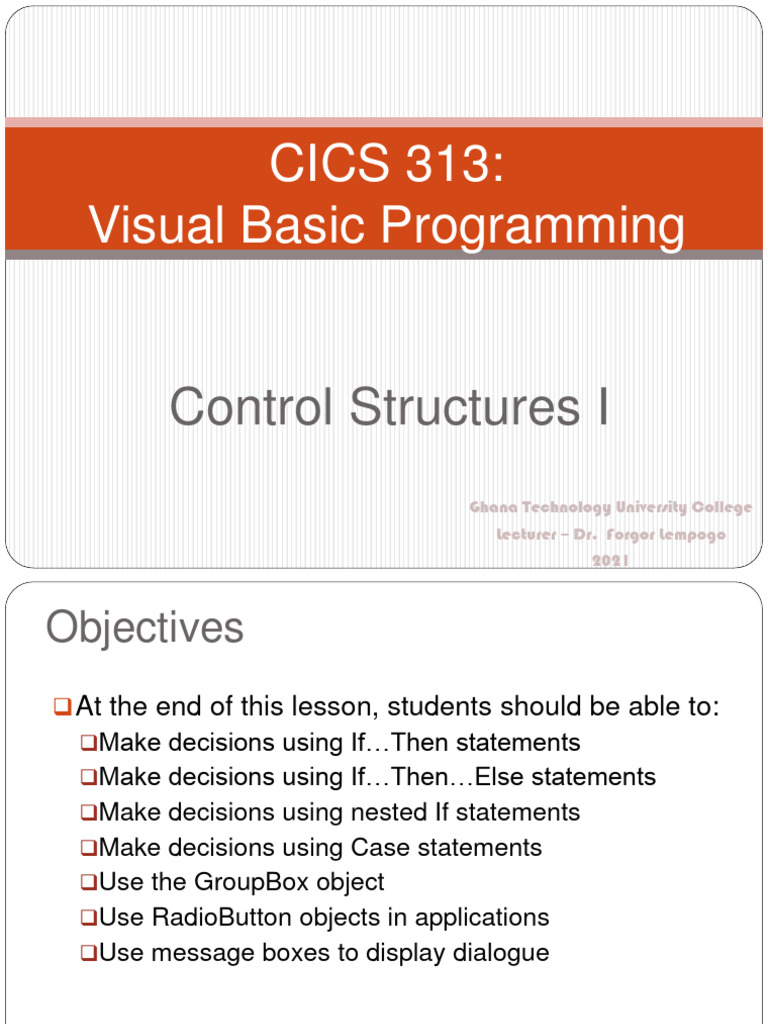 The Selection Control Structure | PDF | Computer Programming | Software ...