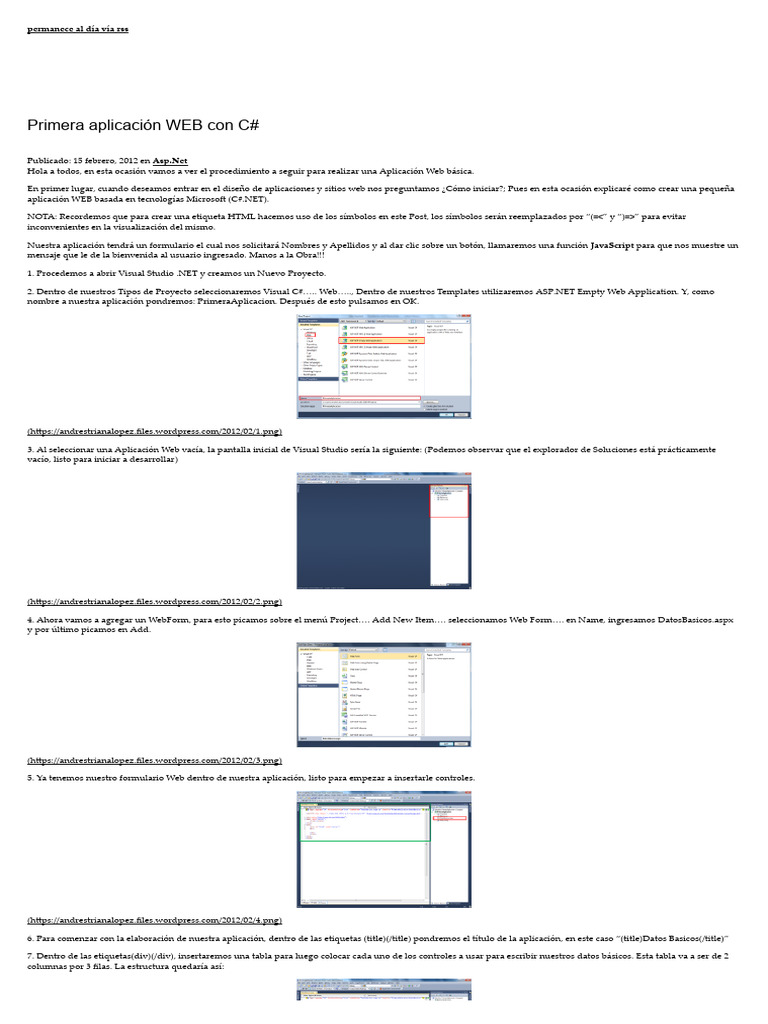 Primera Aplicación WEB Con C# - Andres Triana | PDF | Script Java | Red ...