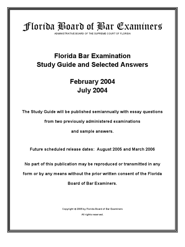 2004 Florida Bar Exam Q&A PDF Trust Law Alimony
