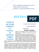 Cernei C. NOȚIUNI DE STARE TERMINALĂ. FAZELE ȘI MANIFESTĂRILE CLINICE