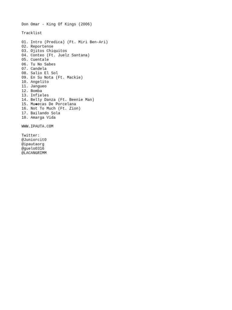 Track List PDF