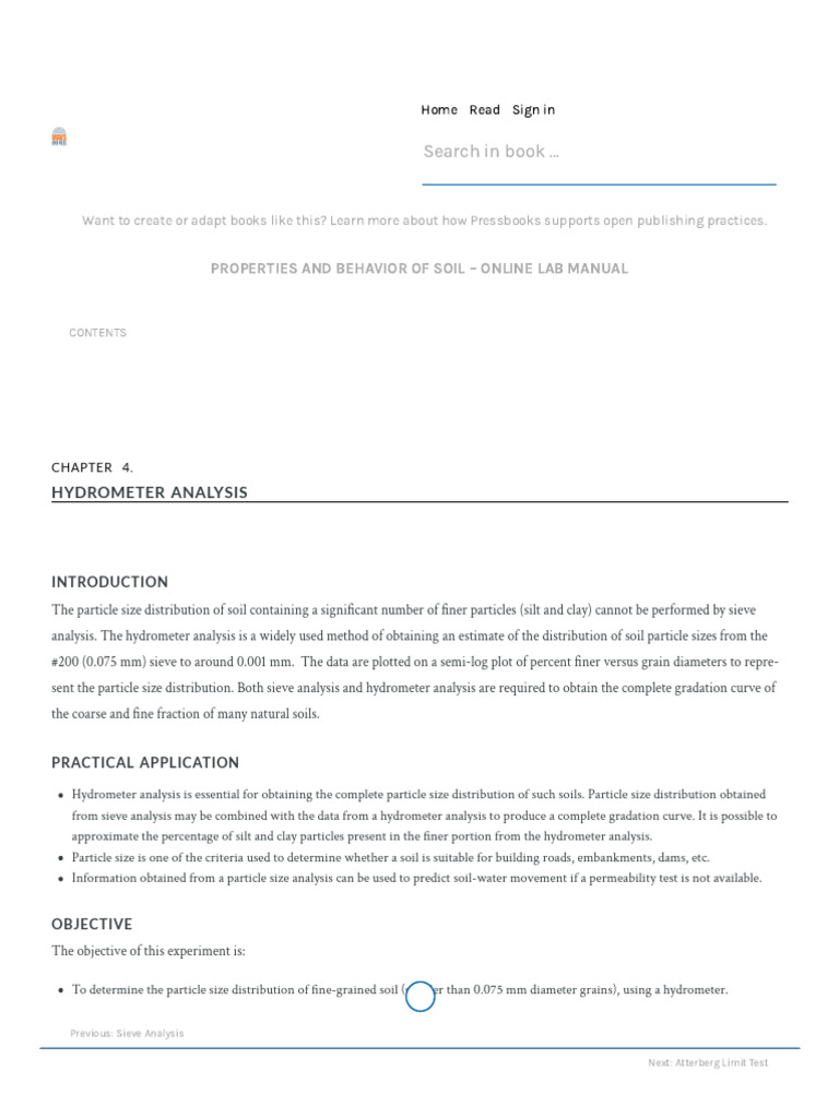 Hydrometer Analysis – Properties and Behavior of Soil – Online Lab ...