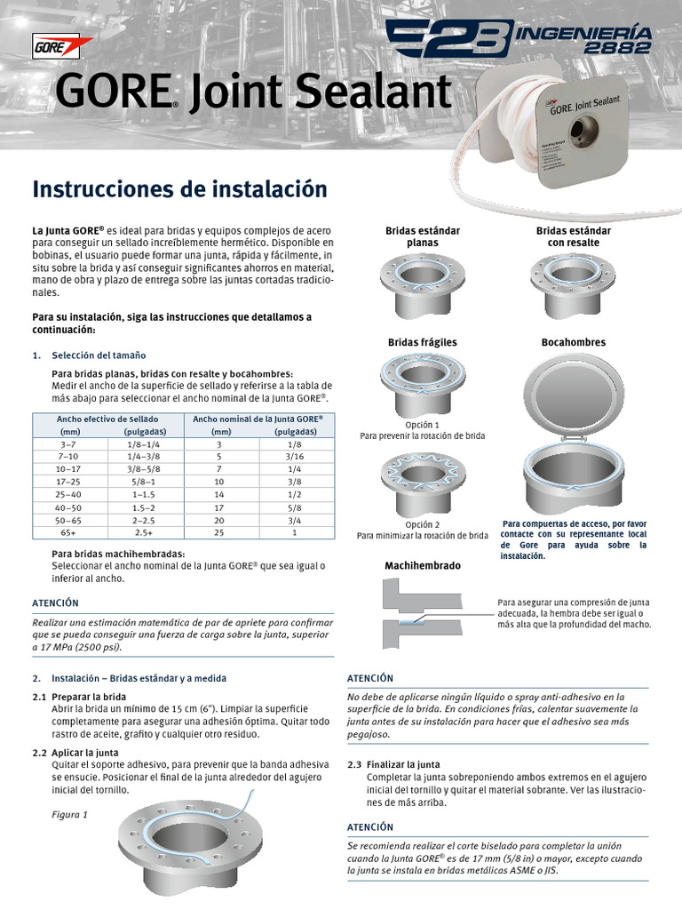 GORE Joint Sealant DF Instrucciones de Instalacion PDF