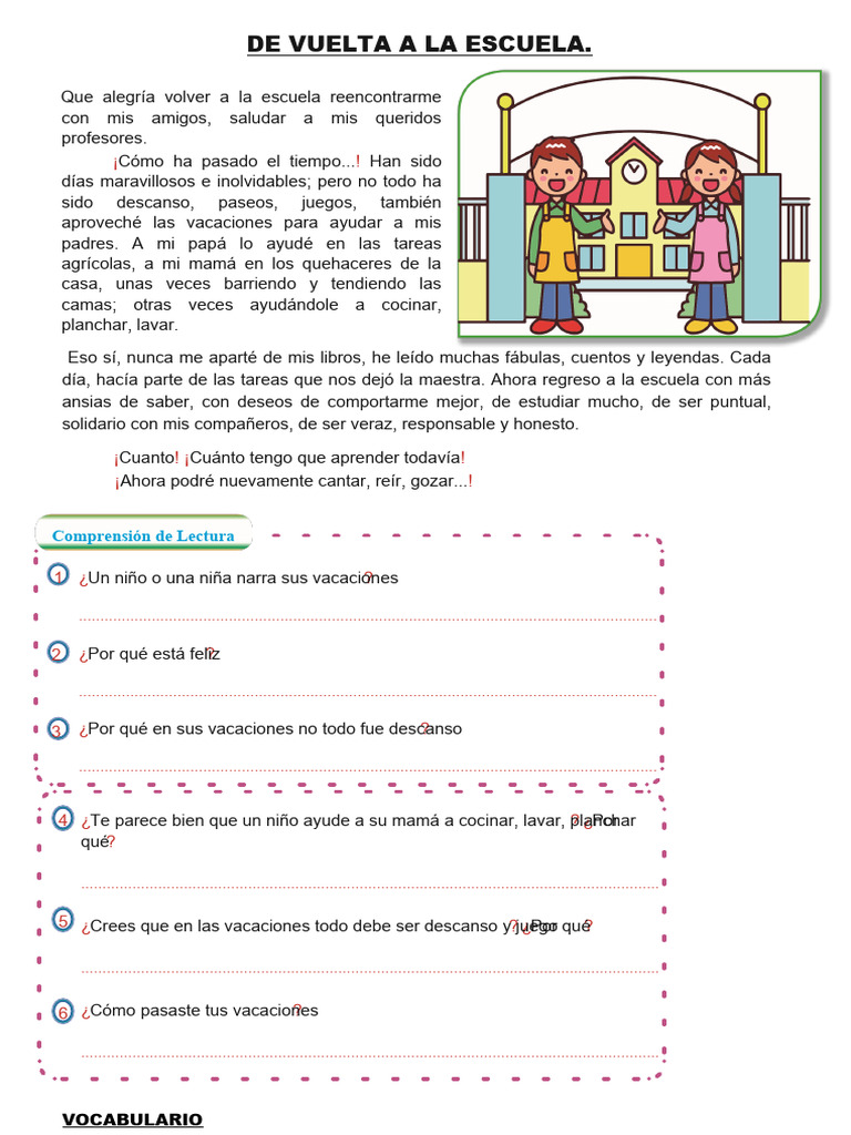 Lectura De Vacaciones Para Segundo Grado De Primaria Pdf