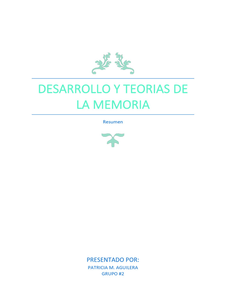Desarrollo de La Memoria y Teorías Del Desarrollo Intelectual PDF