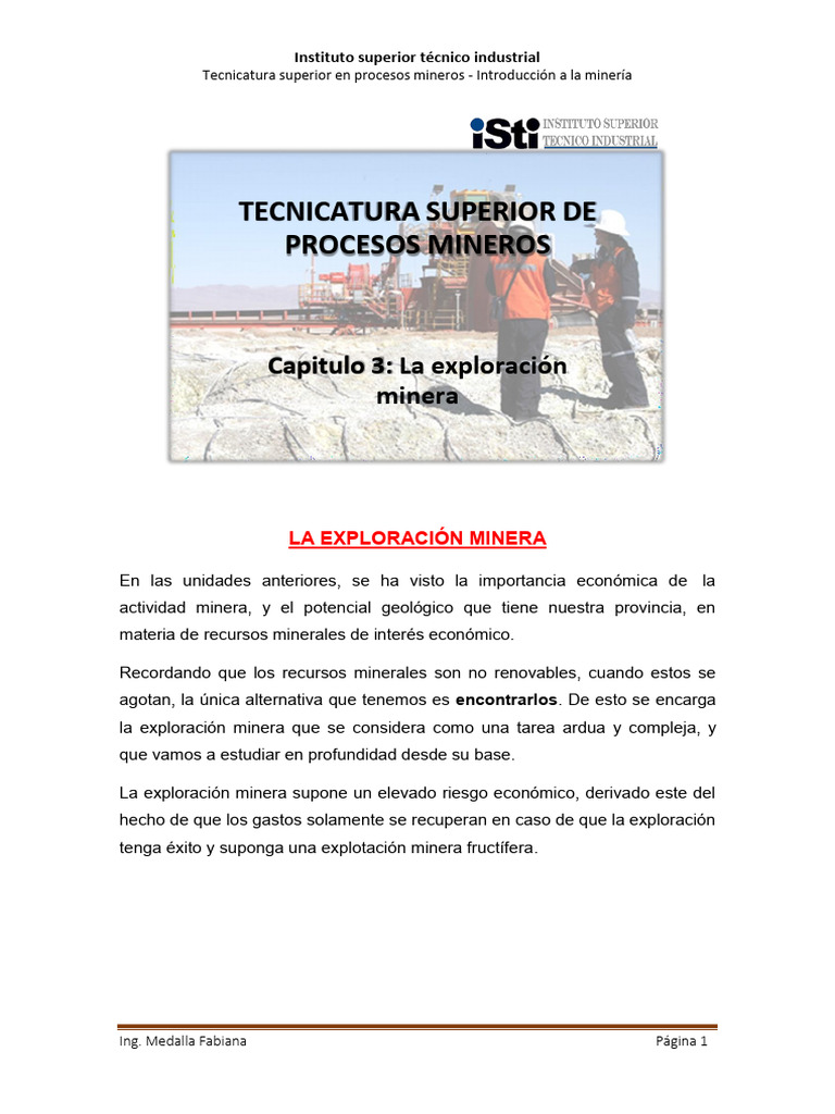 Exploración Minera: Métodos y Técnicas | PDF | Ciencia y matemáticas
