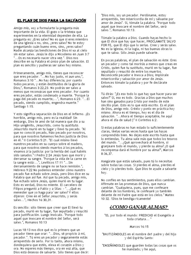 El Plan de Dios para La Salvación | PDF | Oración | Salvación