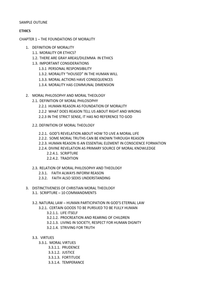 SAMPLE OUTLINE ETHICS CHAPTER 1 PDF