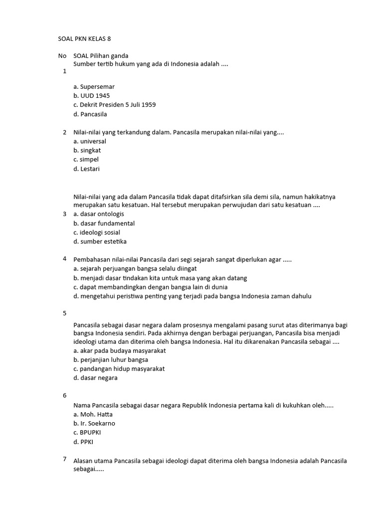 Soal PKN Kelas 9 | PDF