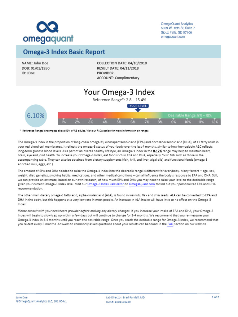 101.004v1_Omega-3 Index Basic Report_20Jan2021 | PDF | Omega 3 Fatty ...