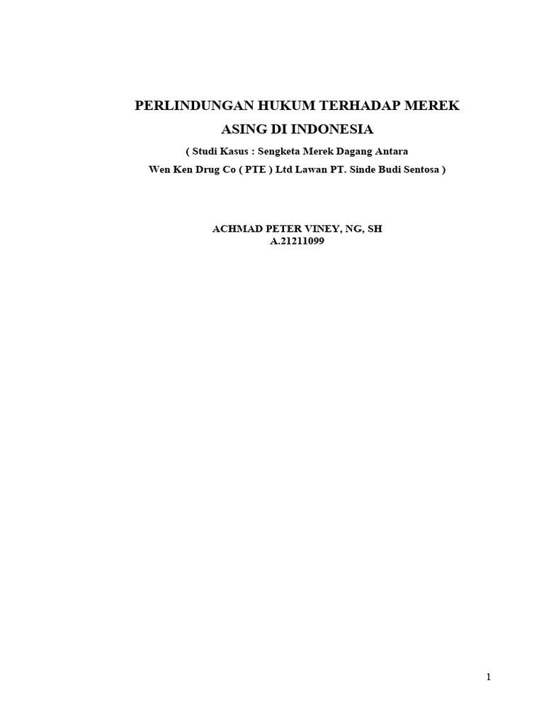 Id Perlindungan Hukum Terhadap Merek Asing Di Indonesia Studi Kasus